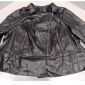 SHEIN Curve Black Faux-Leather Moto Jacket Plus Size 3XL